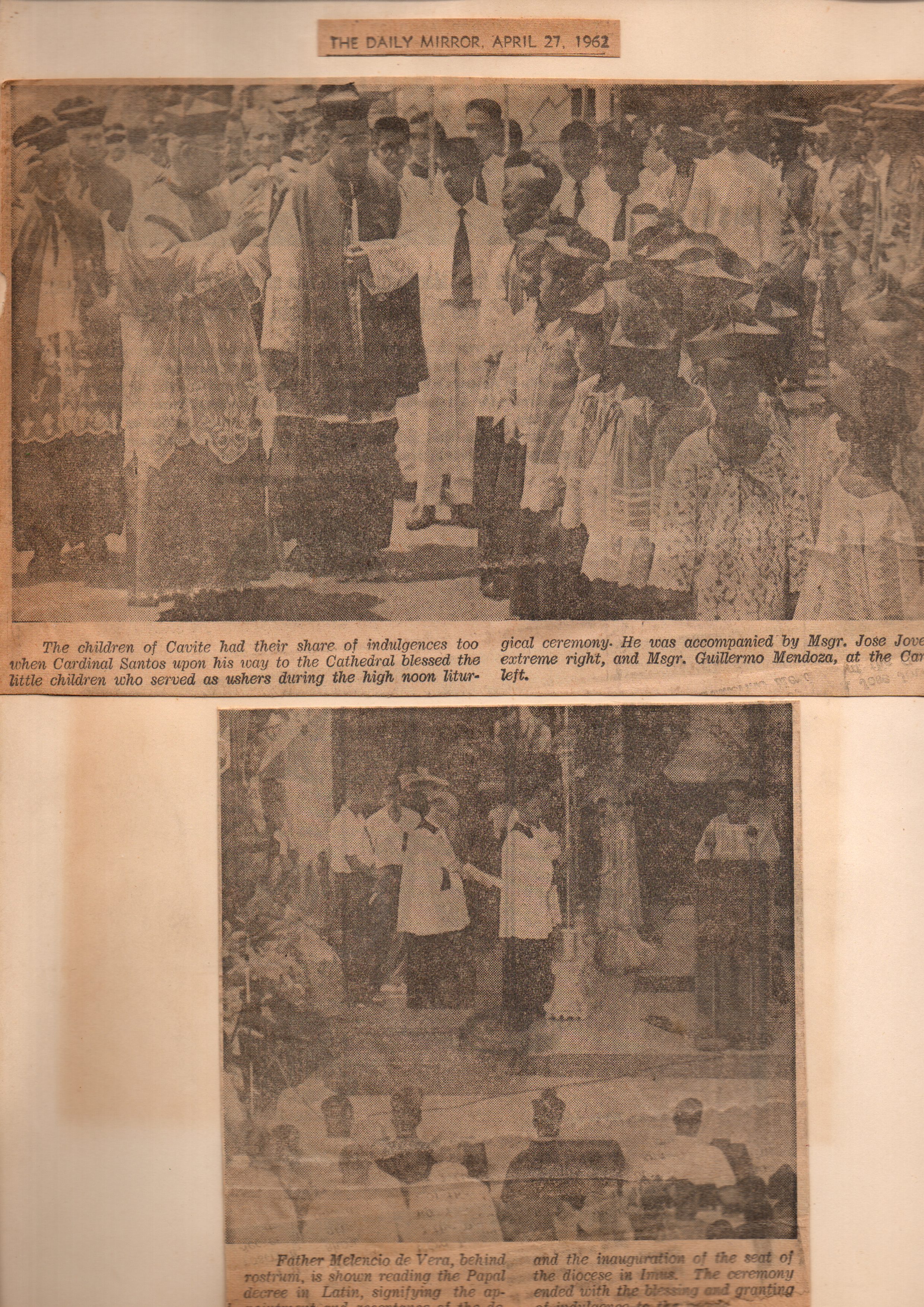 Cardinal Santos with the clergy and children of Cavite